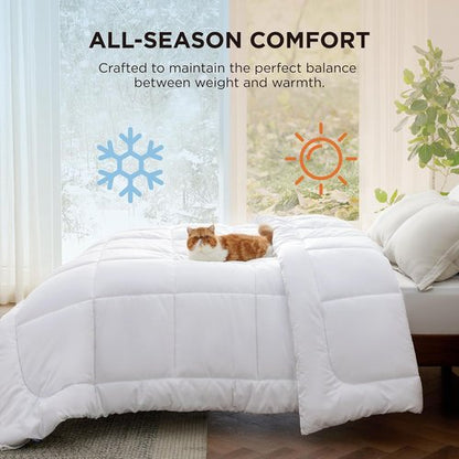 Bedsure Comforter Duvet Insert - All-Season Quilted Down Alternative Blanket, Queen Plus Size 90 x 90 Inches, White