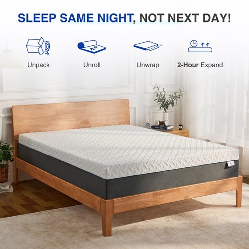 Gelsea Queen Memory Foam Mattress, 12 Inch Queen Size Mattress in a Box, Green Tea Gel Infused Foam for Pressure Relief and Cool Sleep, Foam Made in USA, CertiPUR-US Certified, Medium Firm