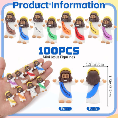 Yelakey Mini Jesus Figures - 100pcs Tiny Jesus Figurines for Baptism & Easter Decor | Classic Brown