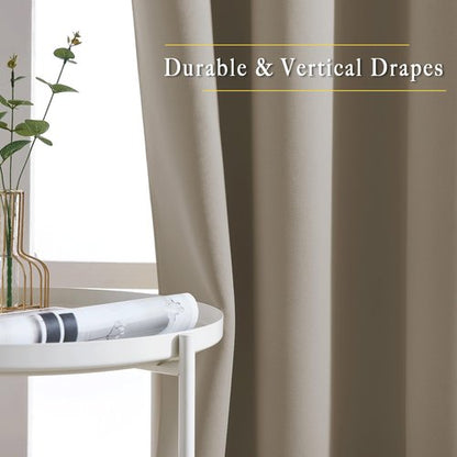 NICETOWN Room Darkening Curtains for Room Divider, Grommet Thermal Curtains Light & Sound Reducing Window Treatments for Sliding Glass Door, W66 x L118, Taupe, 2 Panels