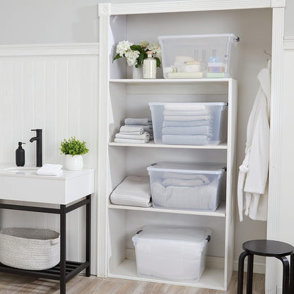 Rubbermaid Cleverstore 71 Qt Clear Storage Bins - Stackable, BPA-Free, 4-Pack | Made in USA