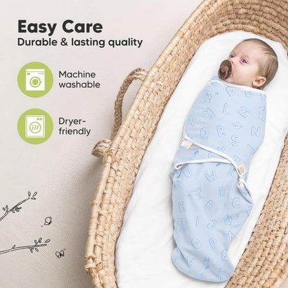 3-Pack Organic Baby Swaddle Sleep Sacks - Swaddles for Newborns, Infant 3-6 Months, Baby Girls, Boys, Soft & Snug Newborn Sleep Sack, Nursery Swaddling Blankets (ABC Land Cloud, Large)