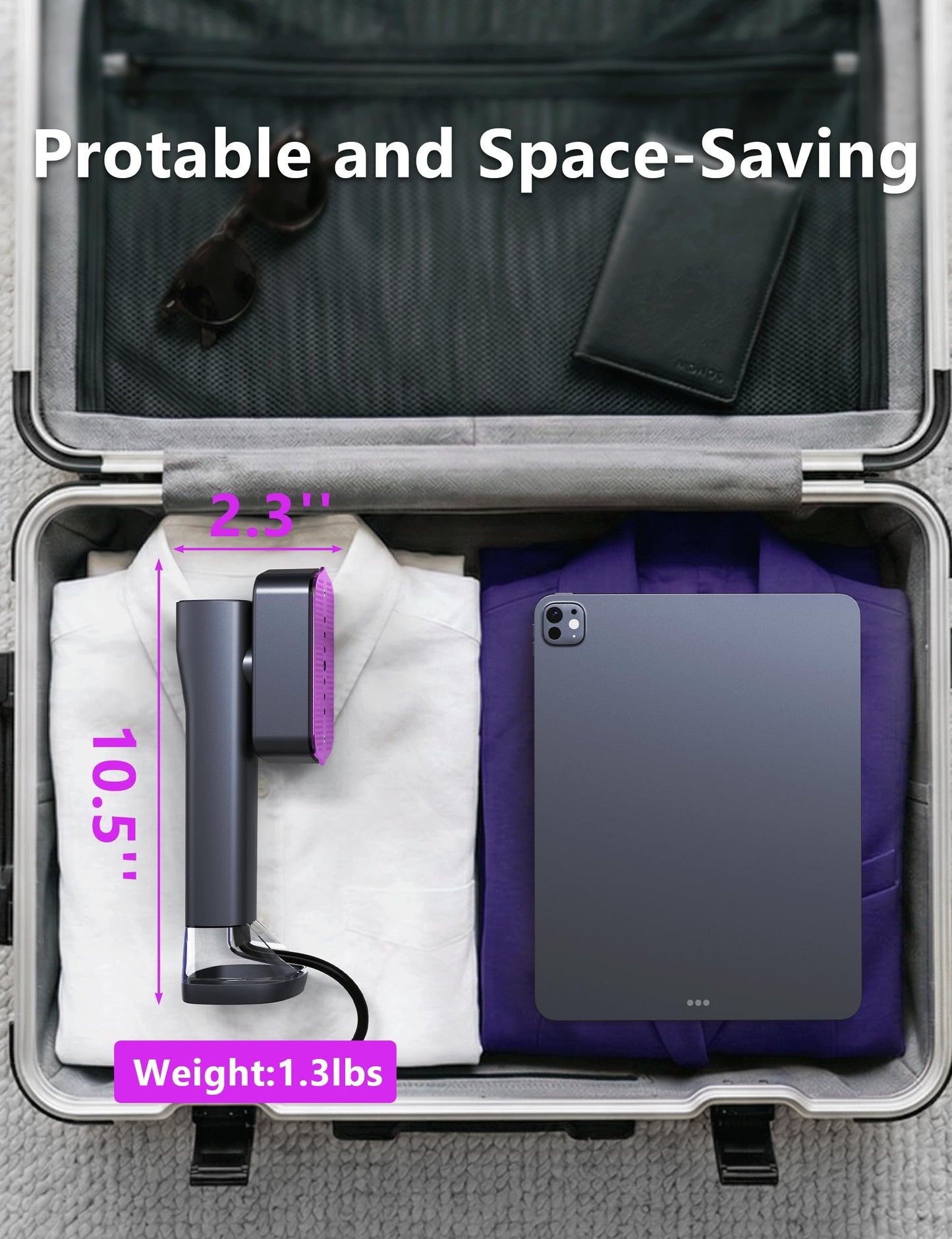 Steamer for Clothes,Portable Handheld Garment Steamer, 200ml Capacity,1000W 15s Fast Heat-UP, Leak-Proof Fabric Quick Wrinkle Remover Ceramic Panel, 2-in-1 Dry & Wet Iron for Home and Travel -Purple