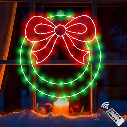 Variation 1: 14-Inch USB Christmas Wreath Window Lights with 8 Modes