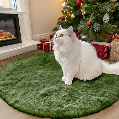 OLANLY Green Round Rug - Soft & Fluffy Machine Washable 3 ft Circle Area Rug for Bedroom & Living Room