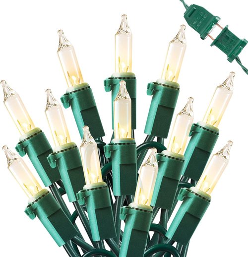 Hopolon 13ft 50 Clear Mini Christmas String Lights - Connectable Indoor/Outdoor Decor | Warm White
