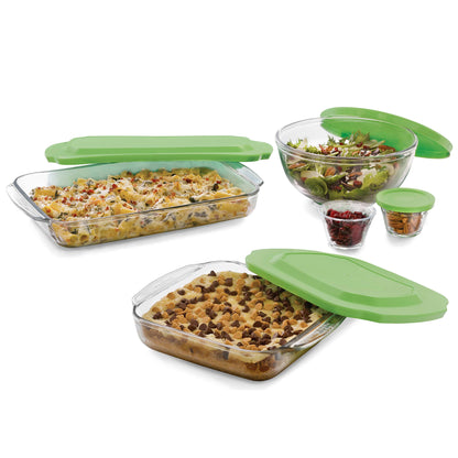 Libbey Baker's Basics 7-Piece Glass Casserole Dish and Bakeware Set with Lids