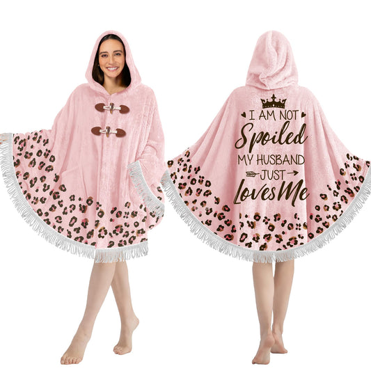 Warmstorey Mothers Day, Birthday Gift for Wife – Spoiled Wife Wearable Blanket Hoodie, Cozy Gift from Husband, Birthday Gift Ideas, Anniversary Present, Comfortable Wife Poncho for Mothers Day