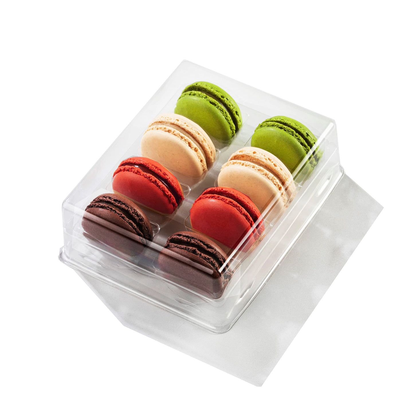 Pastry Chef's Boutique Clear Plastic French Macarons Small Gift Packaging Boxes - Holds 8 Macarons - Pack of 10 (Clear Base)