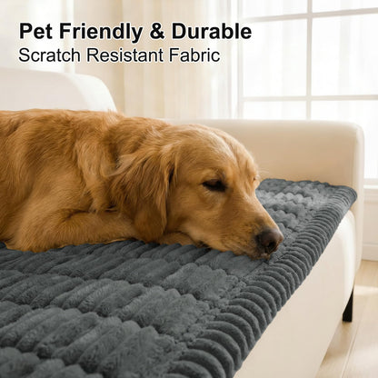 Smiry Couch Cover for Dogs Washable, Non Slip Fuzzy Pet Couch Covers for 3 Cushion Sofa Pet Friendly, Thick Soft Sofa Slipcovers Cushion Protector (Dark Grey, 27.6" x 59")