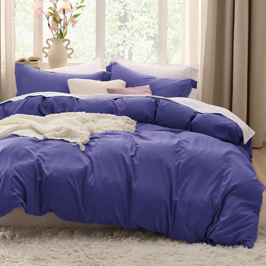 Bedsure King Size Duvet Cover Set - Extra Soft Prewashed Cotton-Like Polyester in Skipper Blue | 3 Pieces with Zipper Closure