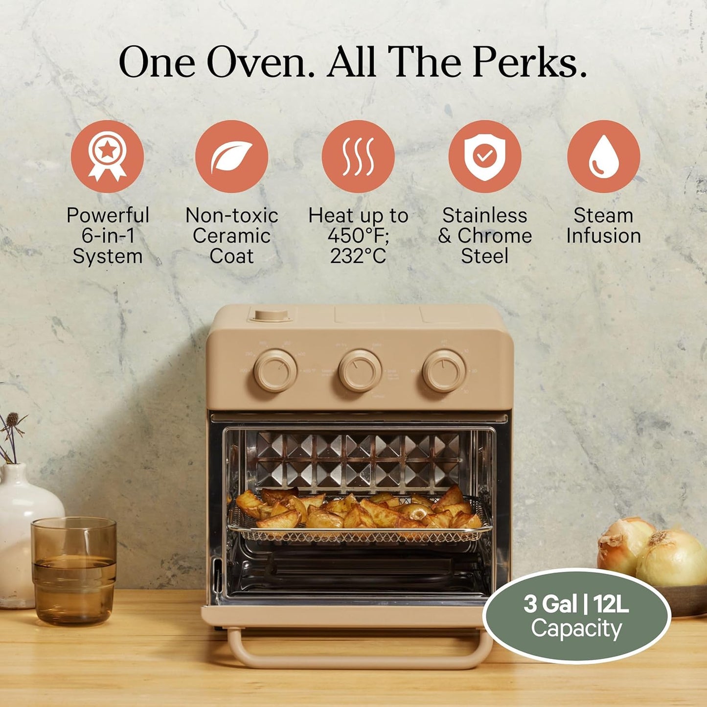 Our Place Wonder Oven - 6-in-1 Air Fryer Toaster Oven with Steam Infusion | Non-Toxic, PFAS-Free Combo
