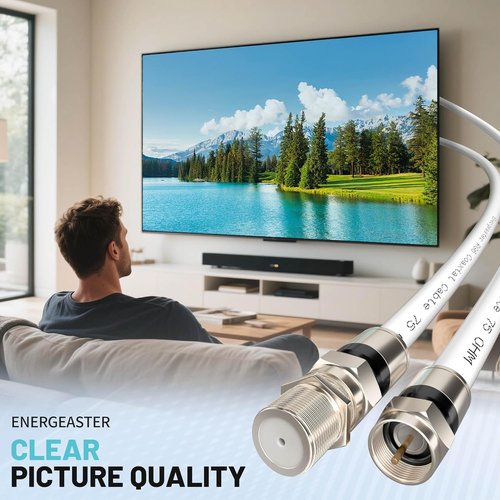 Energeaster 10FT RG6 Coaxial Cable - High-Speed Internet & Digital TV Aerial | F-Type Connector, White