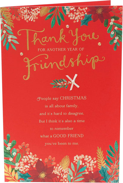 UK Greetings Friendship Christmas Card - Heartwarming Holiday Wishes - Multi-Color Design