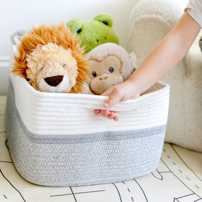 NaturalCozy Storage Baskets - 3-Pack Cotton Rope Woven Bins for Organizing | 16.8”x13”x7.6” | Ideal for Toys, Laundry, and More