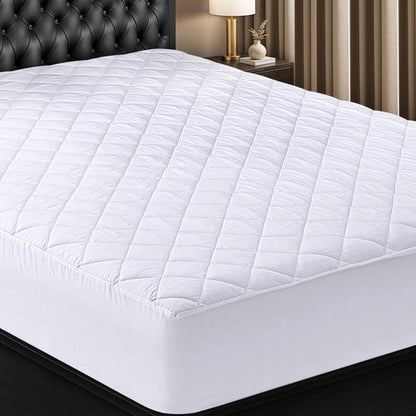 Utopia Bedding Quilted Fitted Mattress Pad, King Size, Elastic Fitted Mattress Topper Protector and Cover with Deep Pocket Stretches up to 16 Inches, Machine Washable (White)