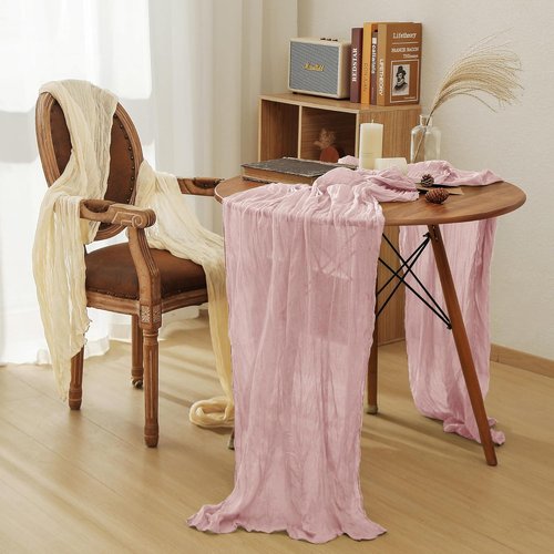 Leetaltree Cheesecloth Table Runner - 10 Pack Dusty Pink, 35x120 Inch | Boho Rustic Decor for Weddings & Showers