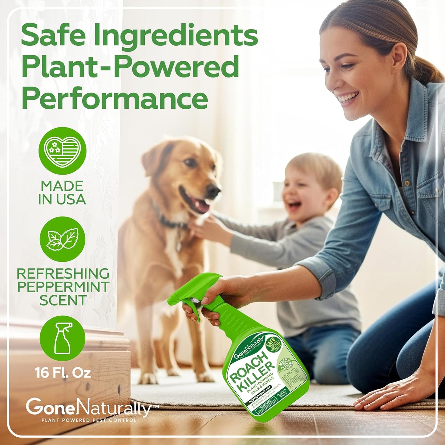 Skiennix Roach Killer - Peppermint Oil Spray for Indoor & Outdoor Use | Safe Pest Control for Kids & Pets (16oz)