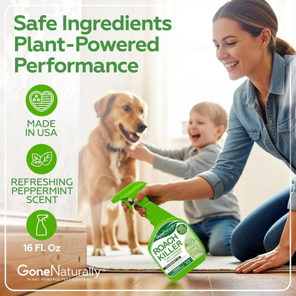 Skiennix Roach Killer - Peppermint Oil Spray for Indoor & Outdoor Use | Safe Pest Control for Kids & Pets (16oz)