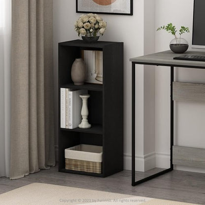 Furinno LUDER 3-Cube Bookshelf - Easy Assembly Bookcase with Open Shelves | Blackwood Finish, 9.3 x 12 x 31.5