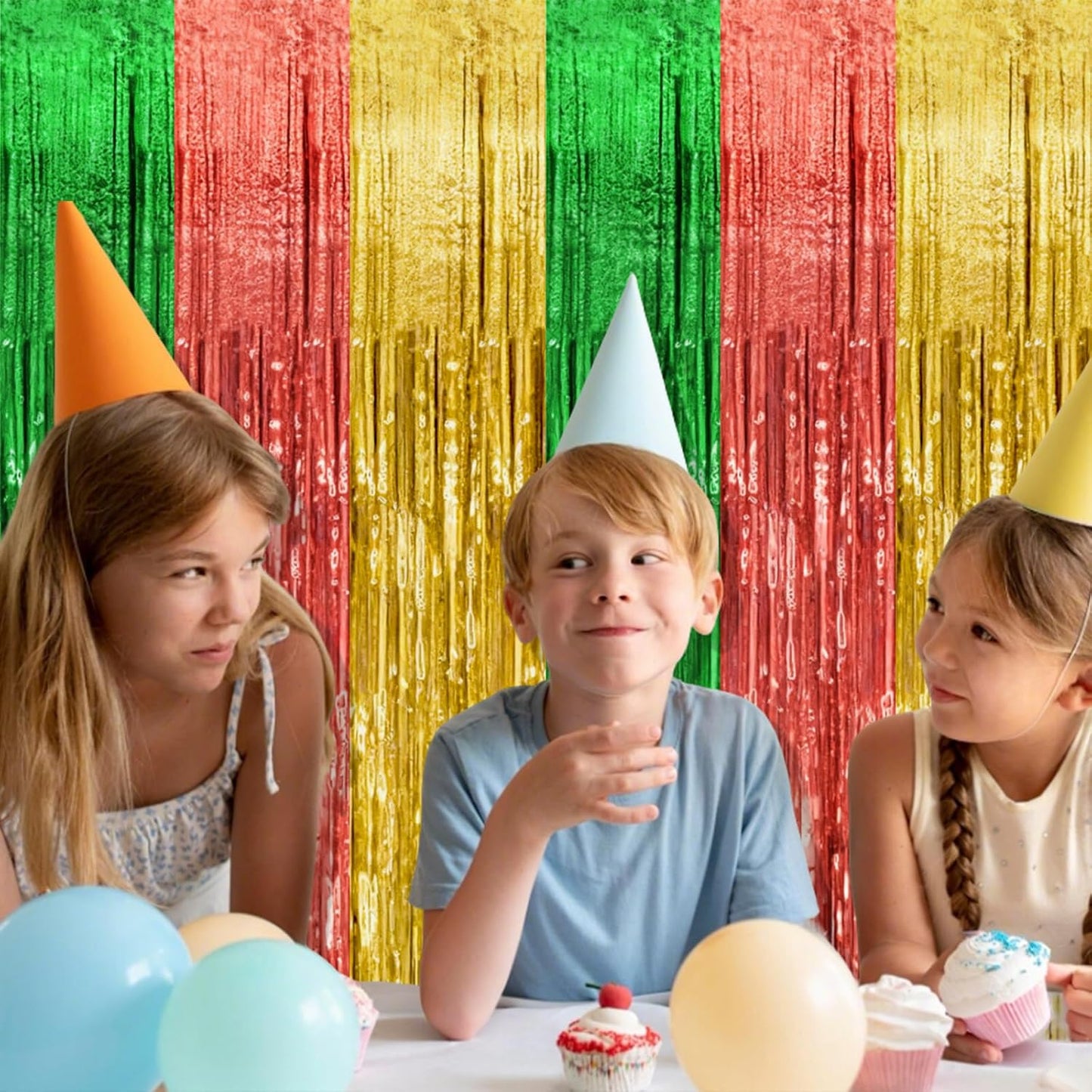 Skiennix Hawaii Party Backdrop - Vibrant Foil Fringe Curtains for Summer Celebrations | 2 Pack