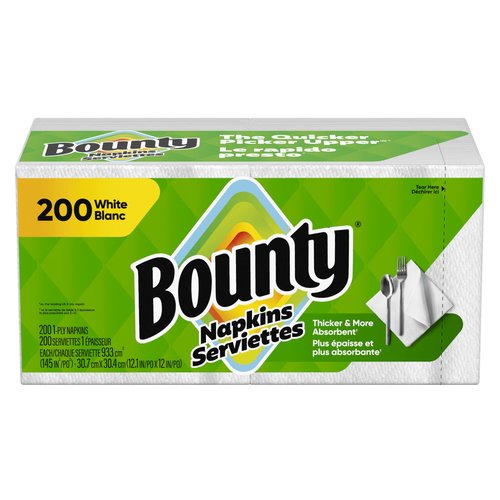 Bounty Paper Napkins, White, 200 Count, Packaging may vary