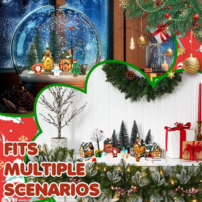 Warmtree Christmas Village Houses Set - 22 Pcs Resin Figurines for Holiday Home Decor | Santa & Snow Scene