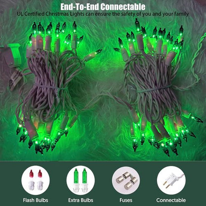 HISHINY Green Christmas Lights - 100 Count String Lights for Indoor/Outdoor Decor | UL Certified, 21 Feet