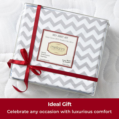 Mellanni Full Sheets Set - 4 PC Iconic Collection Bedding - Hotel Luxury, Extra Soft, Cooling Bed Sheets - Wrinkle, Fade, Stain Resistant (Full, Chevron Gray)