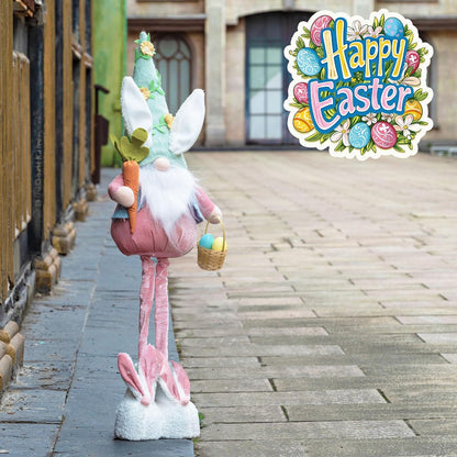 Unanscre Easter Bunny Gnome Plush Decoration - 26’’-36’’ Large Rabbit with Retractable Legs for Home Decor