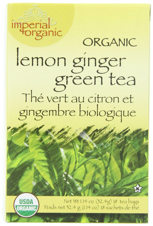 Uncle Lee's Tea Organic Lemon Ginger Green Tea, 100% Natural Premium Green Tea Bags, Fresh Flavor, Enjoy with Honey, Hot Tea or Iced Tea Beverages, 4 Pack - 18 Tea Bags per Box