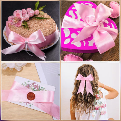 Woric Pink Ribbon - 1.5 Inch Satin Ribbon for Wedding Decor | 60 Yards Light Pink for Bouquets & Crafts