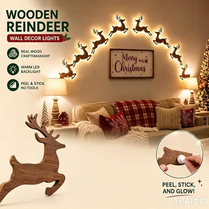 LED Reindeer Wall Decorations - 7-Piece 3D Light-Up Xmas Silhouette Set (Variation A-7PCS)