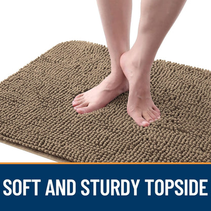 OLANLY Dog Door Mat - Absorbent Non-Slip Chenille Mat for Muddy Paws | 54x24 Inches, Tan Color