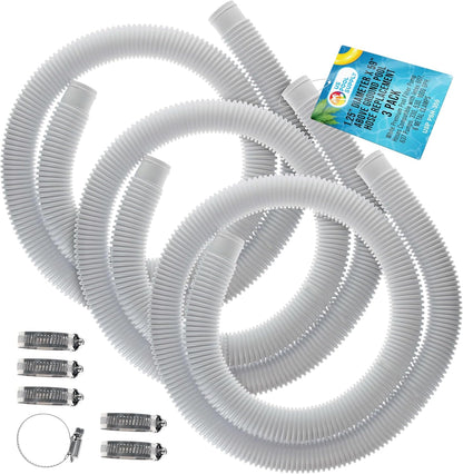 U.S. Pool Supply Premium Above Ground Pool Hose Replacement - 1.25" Diameter x 59" Long, Pack of 3, White | Compatible with Intex Pumps
