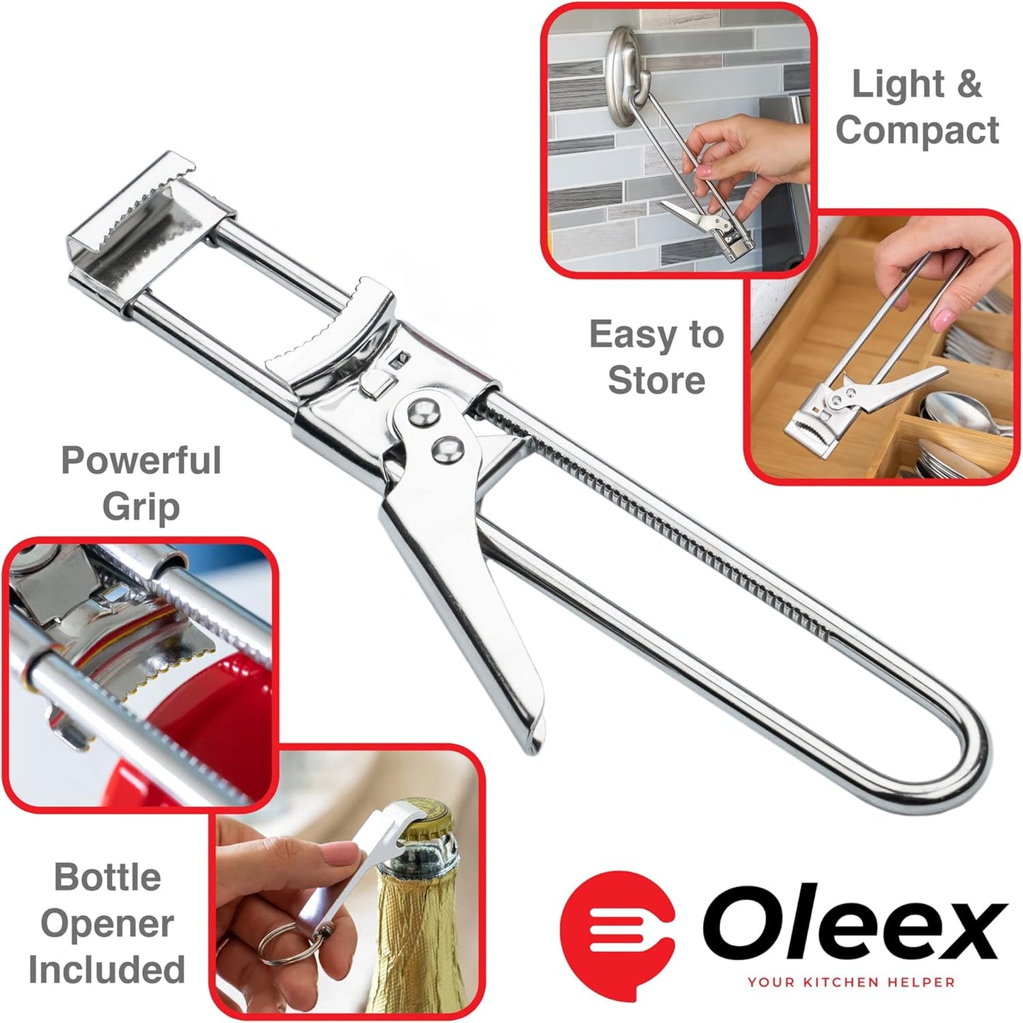Oleex Jar Opener - Easy Grip Tool for Weak Hands | Keychain Bottle Cap Opener for Seniors & Kids