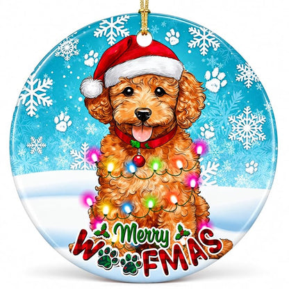 Poodle Woofmas Christmas Ornament - 2.9 Inch Ceramic Gift for Dog Lovers