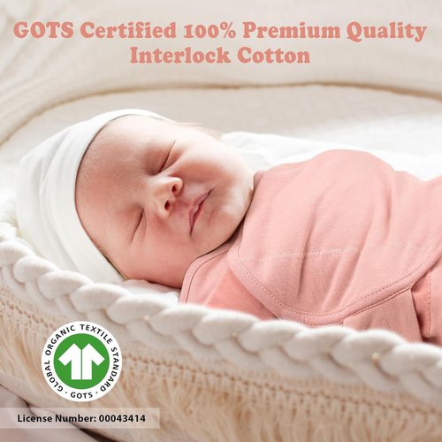 Bublo Newborn Swaddle Sleep Sacks - 100% Organic Cotton Infant Blankets for 0-3 Months (3-Pack)