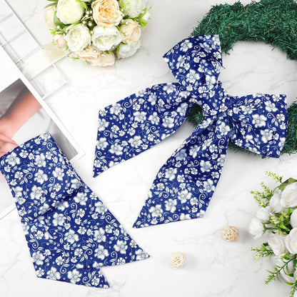 Skiennix Wreath Sash - Reversible Chinoiserie Decor for Monogram Garland | 2 Pcs Blue Style