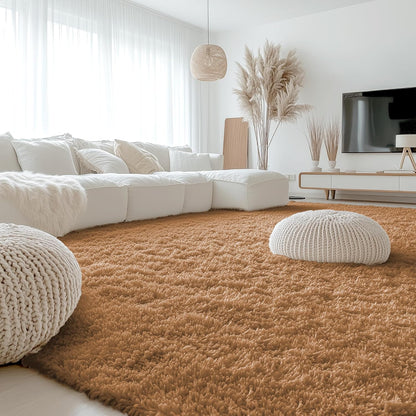 OLANLY Large Area Rug - Soft Fluffy Shaggy Carpet for Living Room & Bedroom | 9x12 Khaki Indoor Decor