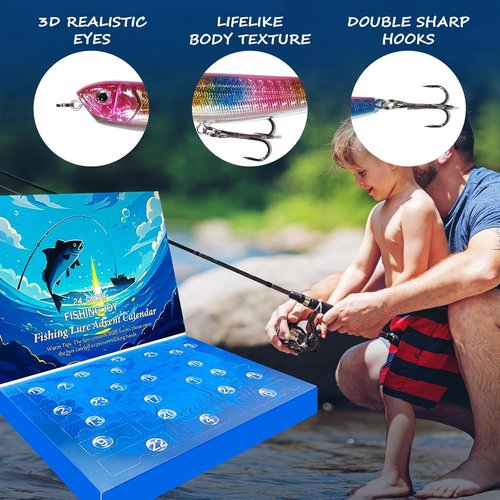 Fishing Advent Calendar 2025 by [Brand Name] - 24 Days of Fishing Lures & Tackle Set | Perfect Xmas Gift for Men & Teens