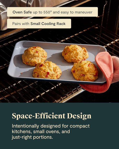 Caraway Nonstick Ceramic Baking Sheet Duo (9x13”) - Non-Toxic, Oven Safe Mini Sheet Pan - Black