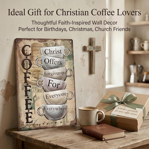 Christ Offers Forgiveness Metal Sign - 12x8 Rustic Wall Art for Christian Kitchen & Office Decor