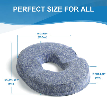 JEMA Donut Pillow, Tailbone Memory Foam Seat Cushion by Ergonomic Innovations for Sores, Coccyx, Sciatica, Pregnancy, Post Natal (Blue)