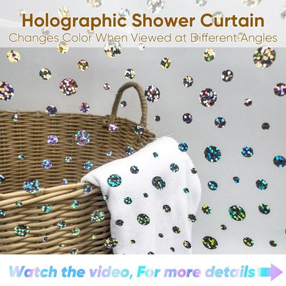 TRIMENGO PEVA Holographic Shower Curtain Liner with Glitter Gem Pattern, 70x72in Lightweight Clear Plastic Shower Curtain Liner for Shower Stall, Bathtubs