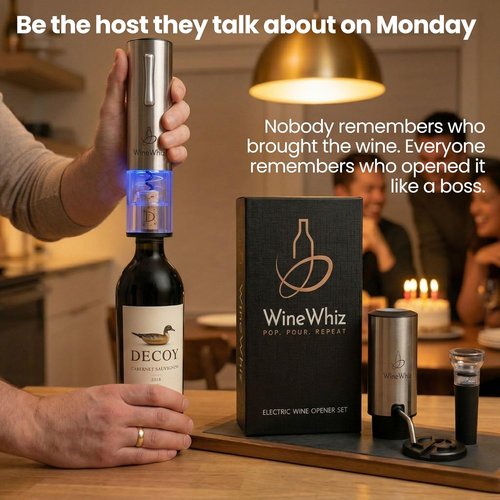 Electric Wine Aerator & Opener Set with Accessories, Rechargeable Automatic Corkscrew, Aerator, Dispenser, Foil Cutter Tool, Stopper, Wine Lovers Gift for Housewarming, Birthday, Registry, Anniversary