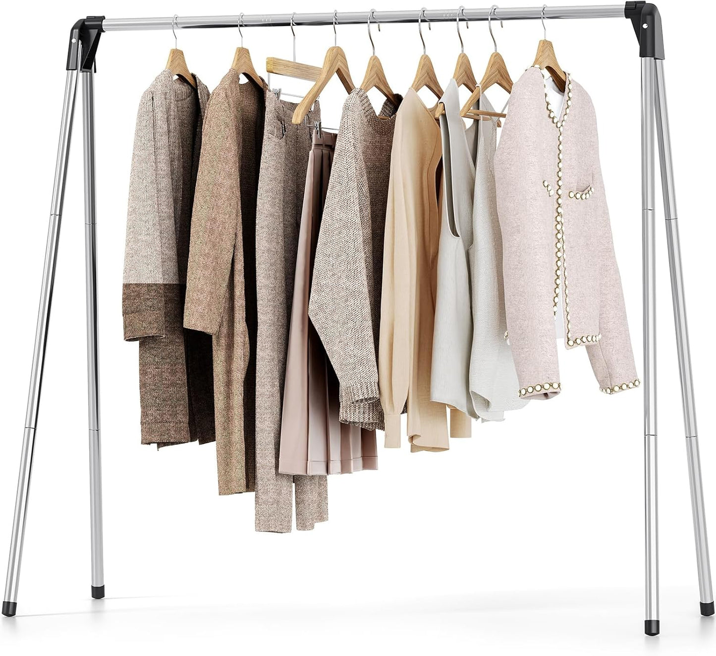 TOOLF Clothes Drying Rack - Foldable Stainless Steel Laundry Rack | Portable Free-Standing Design, Large Capacity