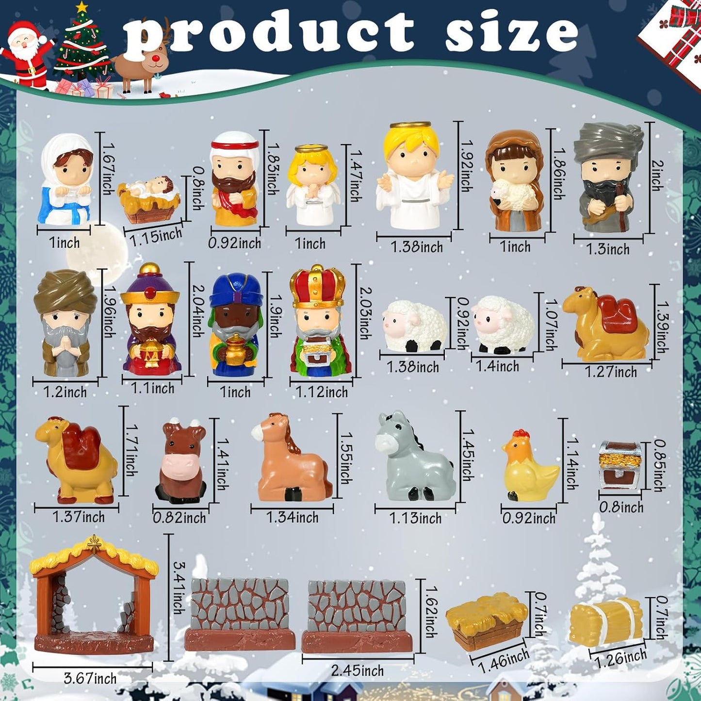 Regine Switzerland Christmas Nativity Set - 24 Hand-Painted Resin Figurines for Festive Tabletop Decor