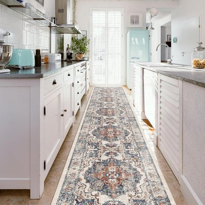 Hallway Washable Runner Rug - Vintage Soft Non-Slip Carpet for Entryway | 2'6''x14', Brick