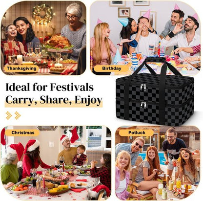 Coobiiya Insulated Casserole Carrier - Keeps Food Hot or Cold | Portable 9" x 13" Lasagna Tote Bag